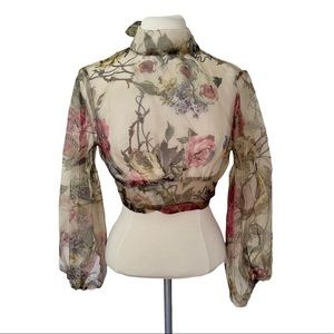 (SOLD) floral organza sheer crop top